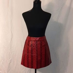 Red snakeskin look vinyl skirt EUC